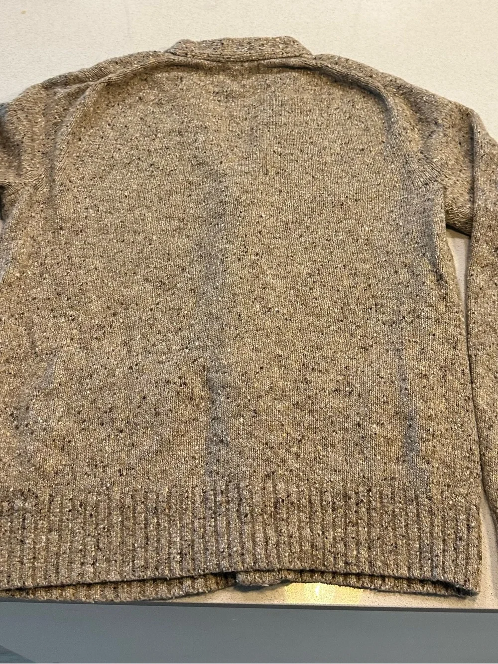 Banana Republic Men's Heathered Taupe Button-Up Cardigan